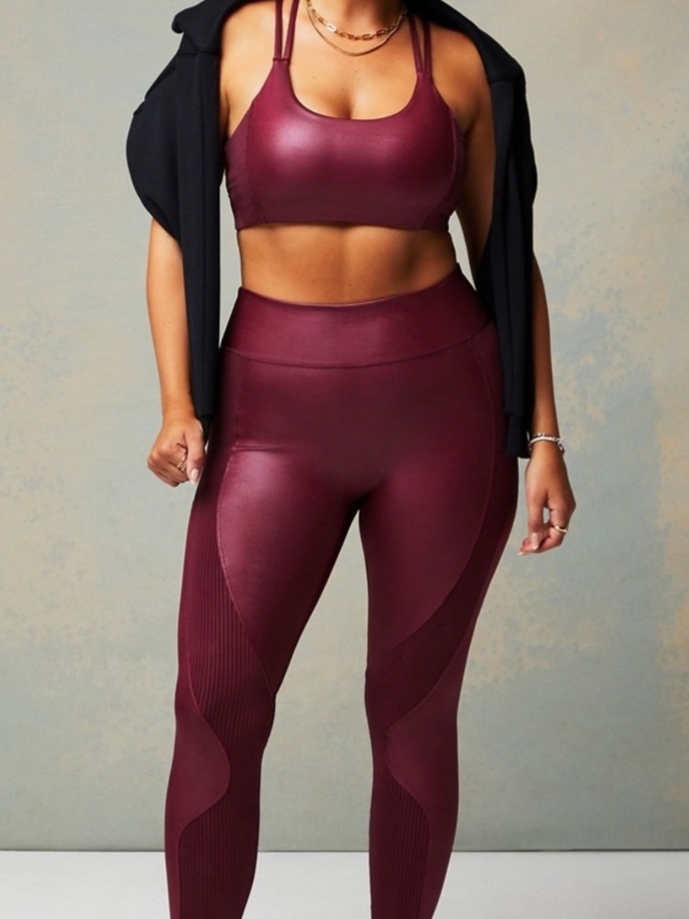 Fabletics Merlot Shine Motion365+ Contour High Waisted Leggings - Picture 3 of 6